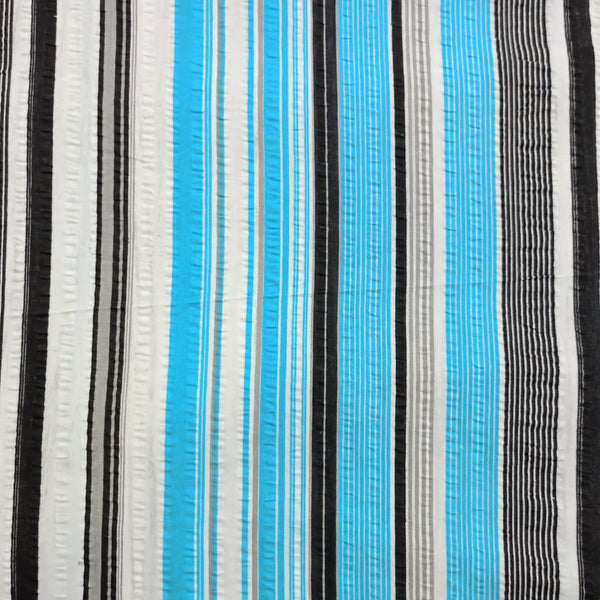 Cotton  Blue Black  Seersucker Stripe Y/D Fabric SYDS13