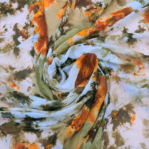 Brush Art Print On Silk Chiffon-SCPS129