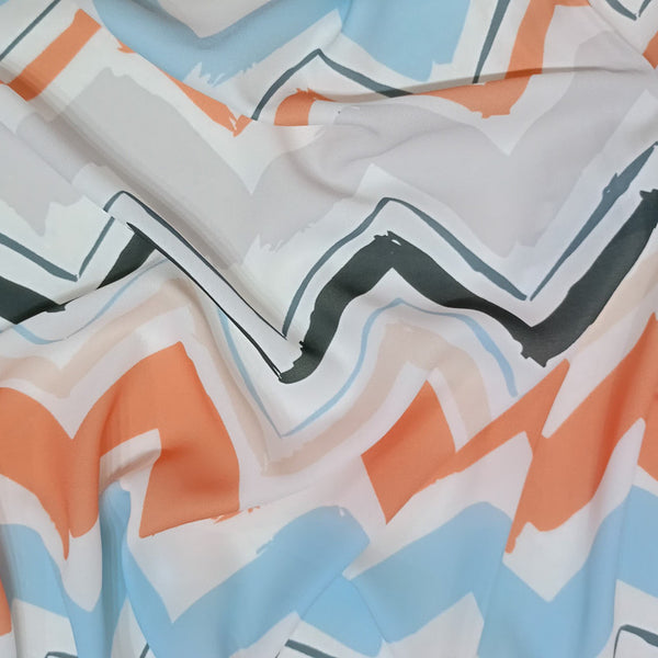 Zig Zag Lookprint On Royal Georgette RGPB58