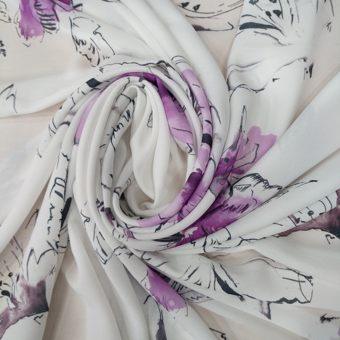 Voilet Lily Print On Royal Georgette RGPA70