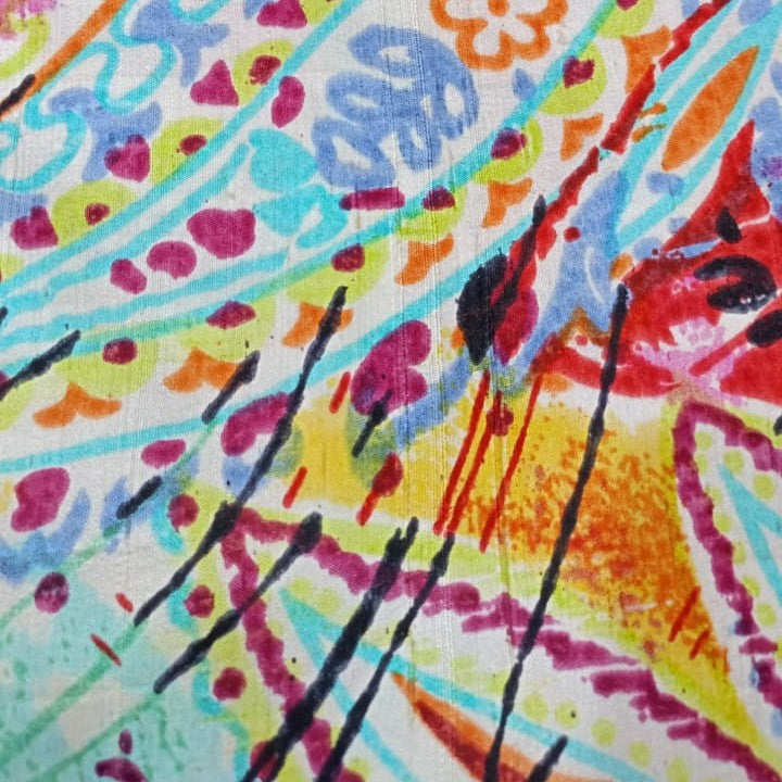 Pink Base Paisley Print On Dupion Silk