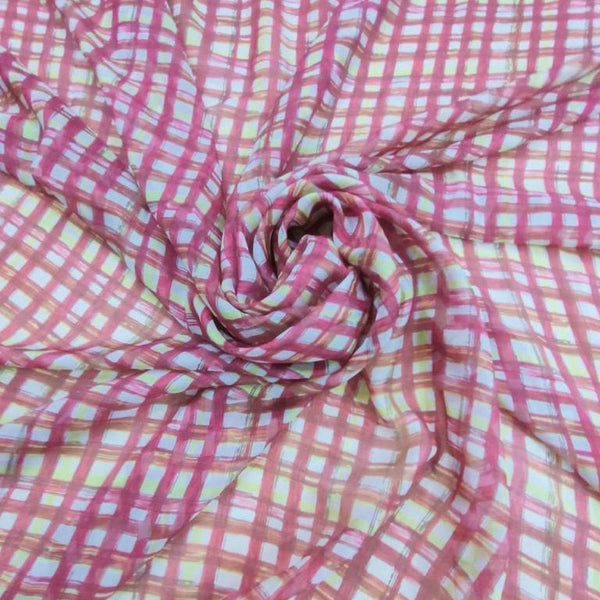Candy Checks Print On Silk Chiffon-SCPS238