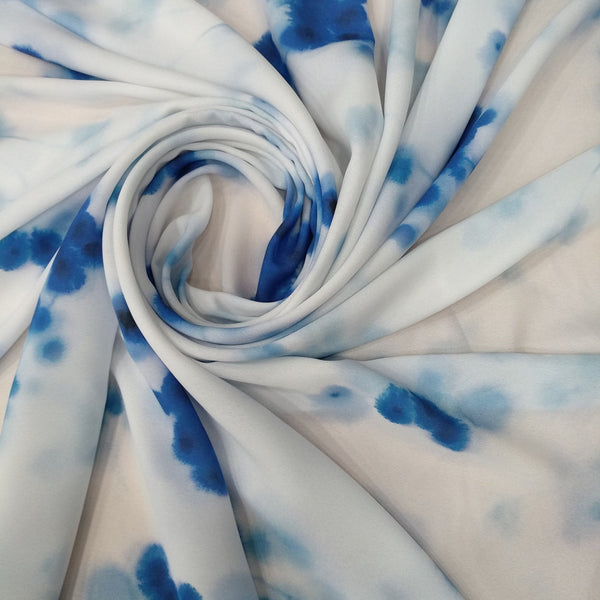 Ocean Blue Tie Dye Print On Royal Georgette RGPL39