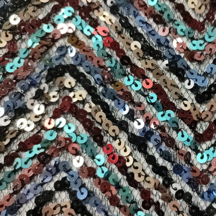 Embroidered Sequins(Chevron, Colour- Black)