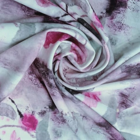 Waterbrush Effect (Pink) Print On Banana Crepe-BCPS24