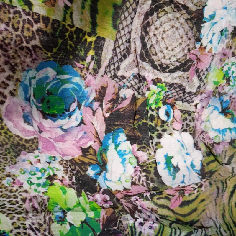 Blue Rose Leopard Print On French Rayon-FRPS03