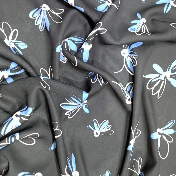 Blue Grass Hopper Print On Royal Georgette RGPA47