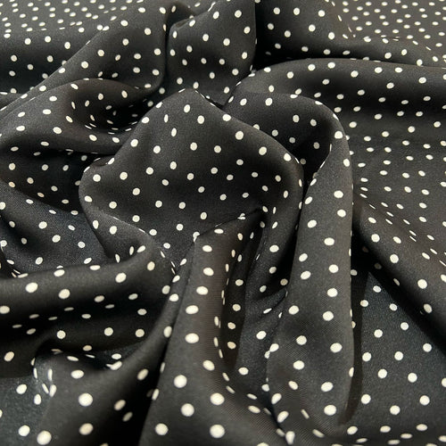 Classic (White) Polka Dots Print On Twill Satin TSPS17