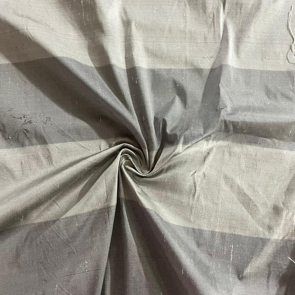 Dupion Silk -Grey & Light Grey-Stripes
