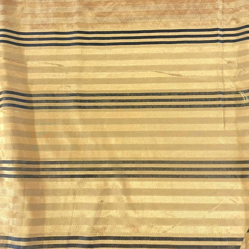 Black & Honey Golden Stripes On Poly Taffeta