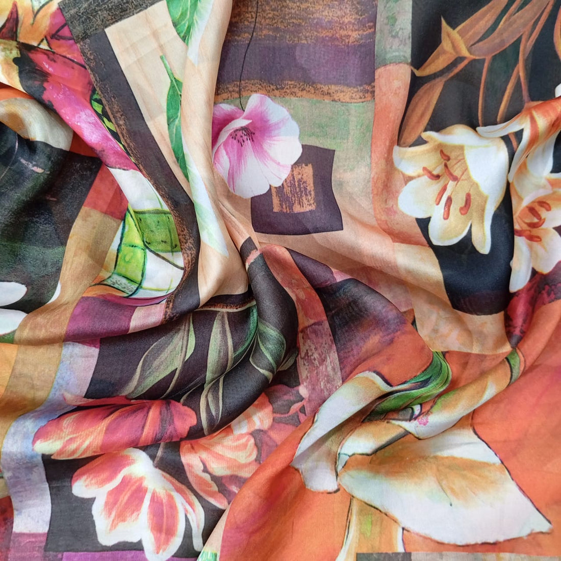 Window Floral Print On Flat Chiffon FCPS150