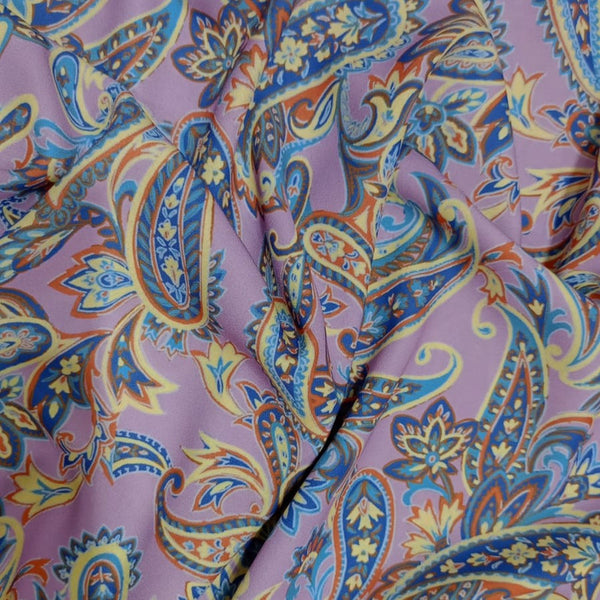 Voilet Base Paisley Print On Royal Georgette RGPB15