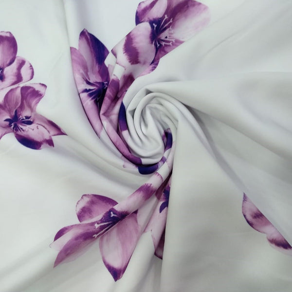 Lavender Floral Print On Banana Crepe BCPS17