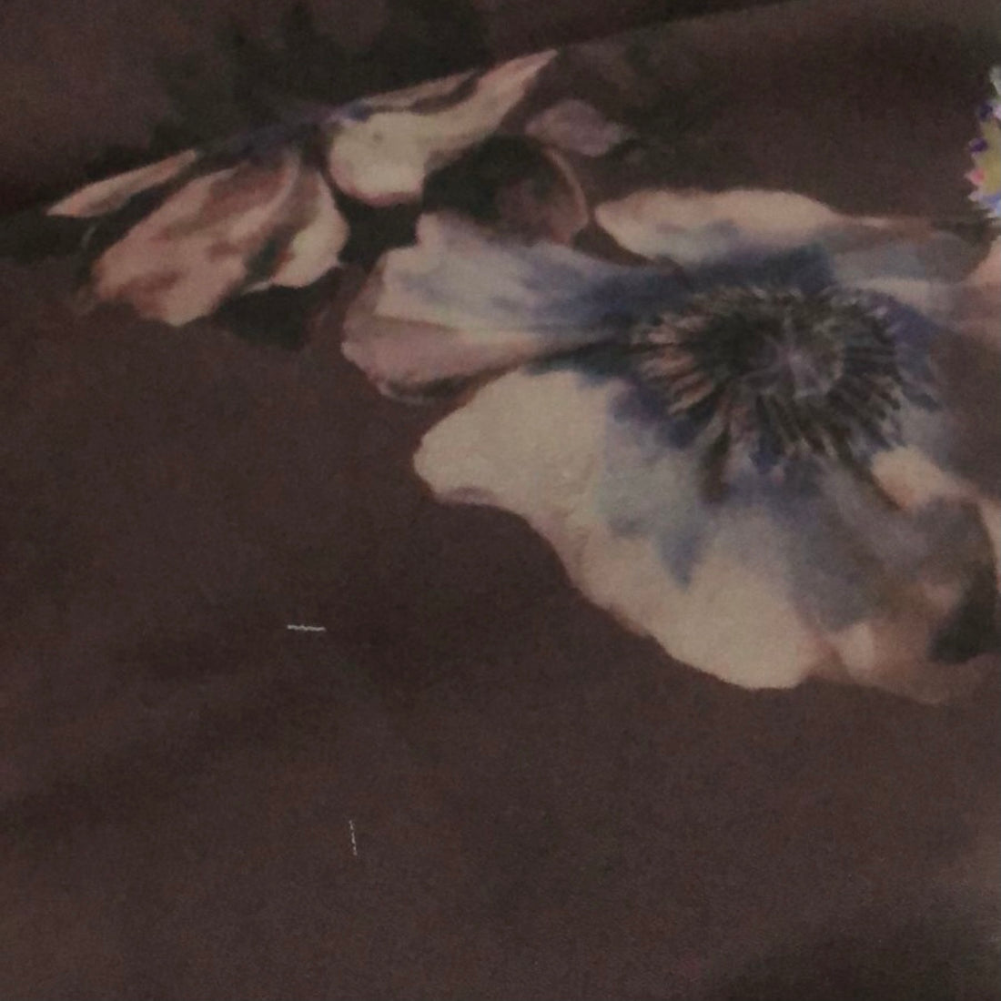 Brown Base Flower Print On Korean Satin KSPB60