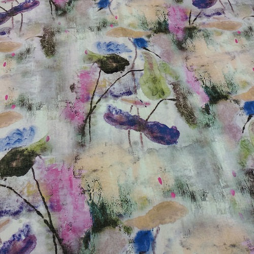 Waterbrush Effect (Purple) Print On Banana Crepe-BCPS21