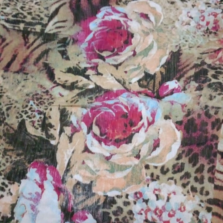 Pink Rose Leoprad Print On French Rayon-FRPS01