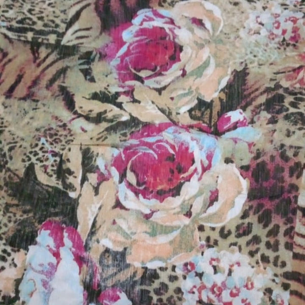 Pink Rose Leoprad Print On French Rayon-FRPS01