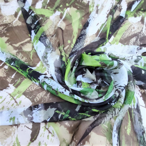 Brush Art Work Print On Silk Chiffon-SCPS131