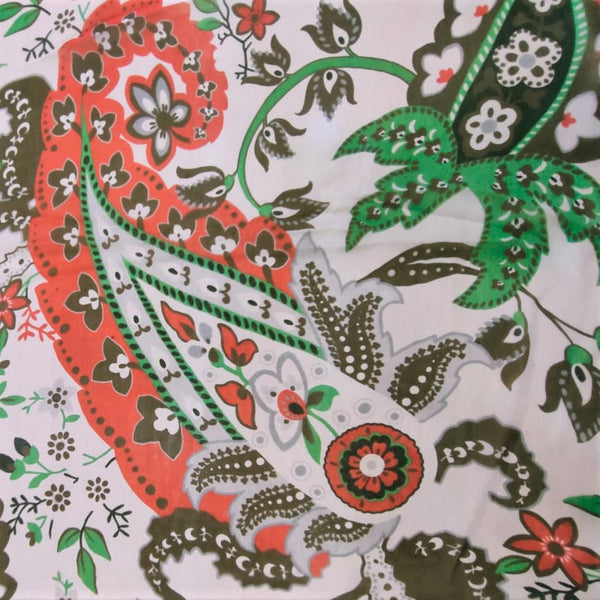 White Base Paisley Print On Silk Chiffon-SCPS220