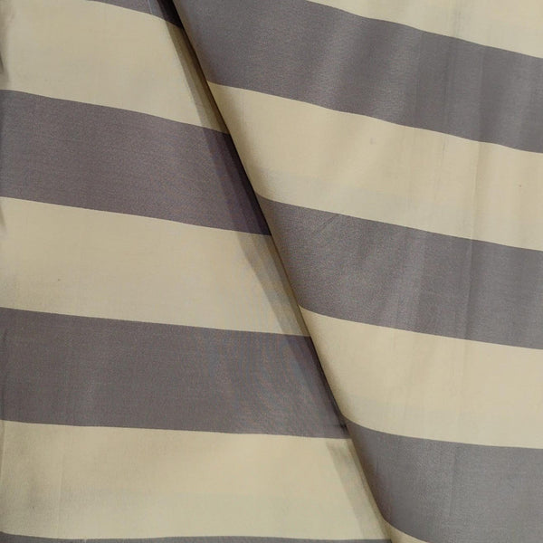 Silk Taffeta-Black & Cream-Stripes