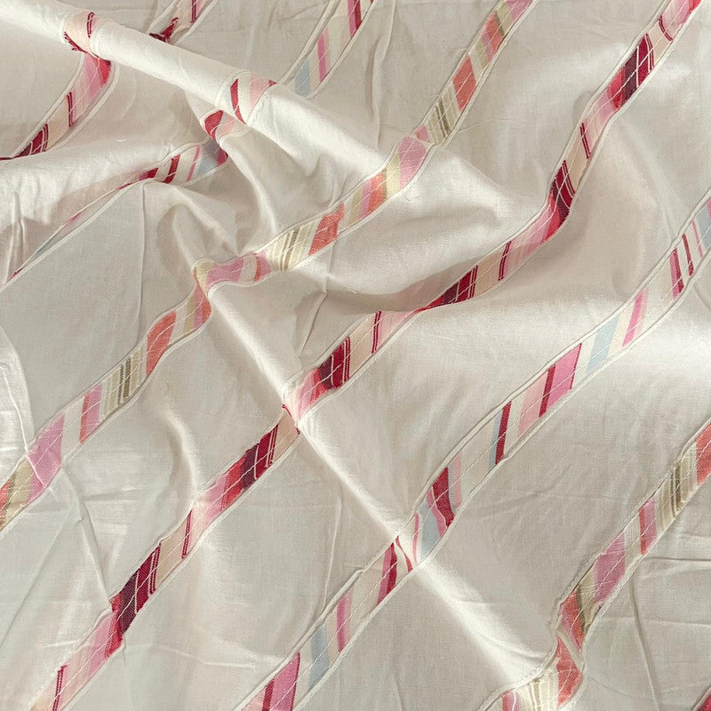Cotton Embroidered Stripe Fabric OSCP560