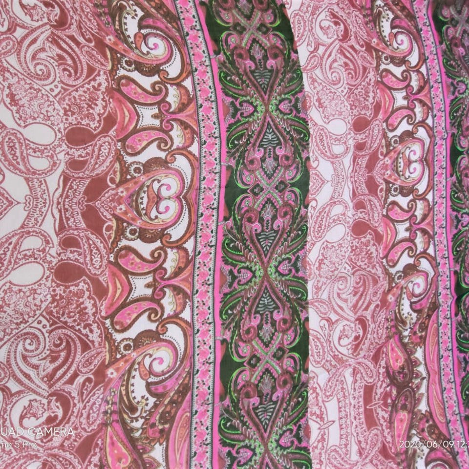 Border Paisley Print On Silk Chiffon-SCPS123