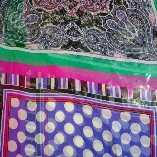 White Spots Pannel Print On Habutai Satin HSPS47