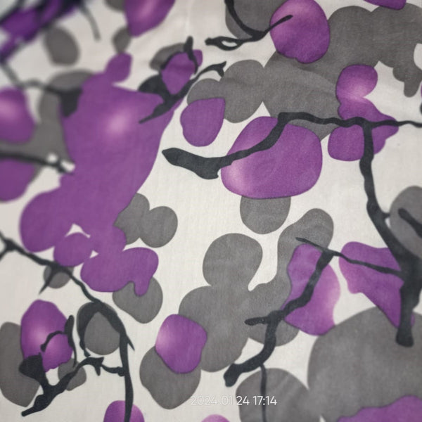 Purple Berry Print On Habutai Satin HSPS18