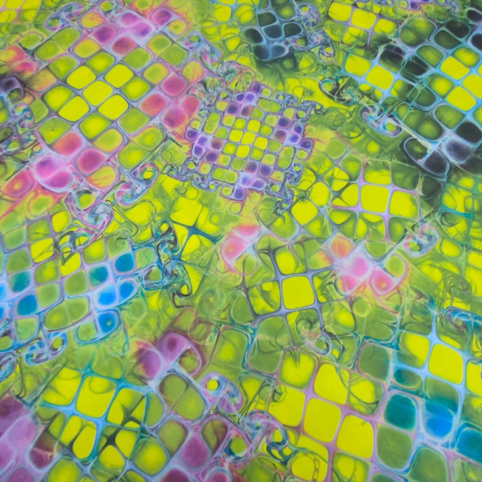 Multi Colour Box Print On Korean Satin-KSPS73
