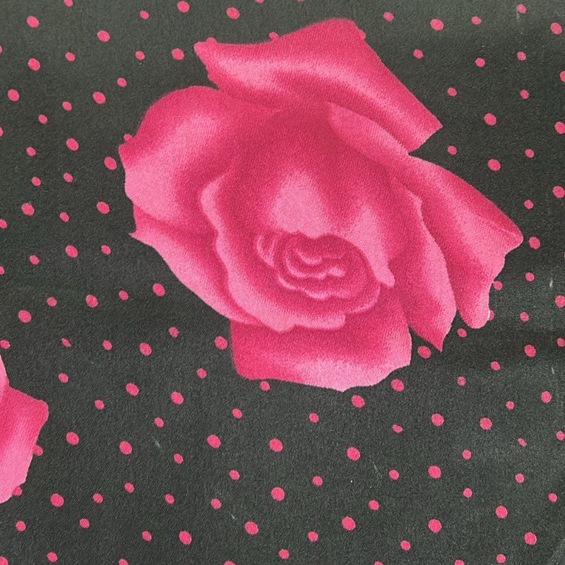 Flower Black Base Print On Poly Satin SFCS28