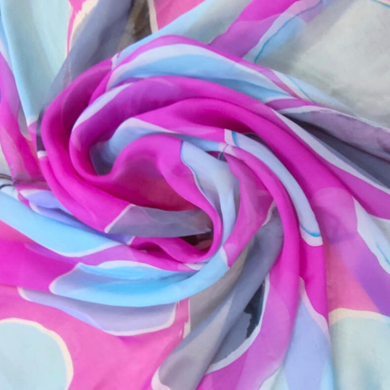 Seahore Pebbles Print On Silk Chiffon-SCPS12