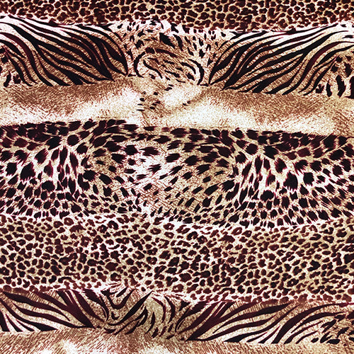 Brown Animal Print on Pure Silk Satin