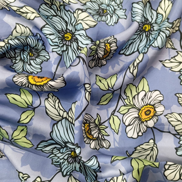Floral Print On Korean Satin KSPB57