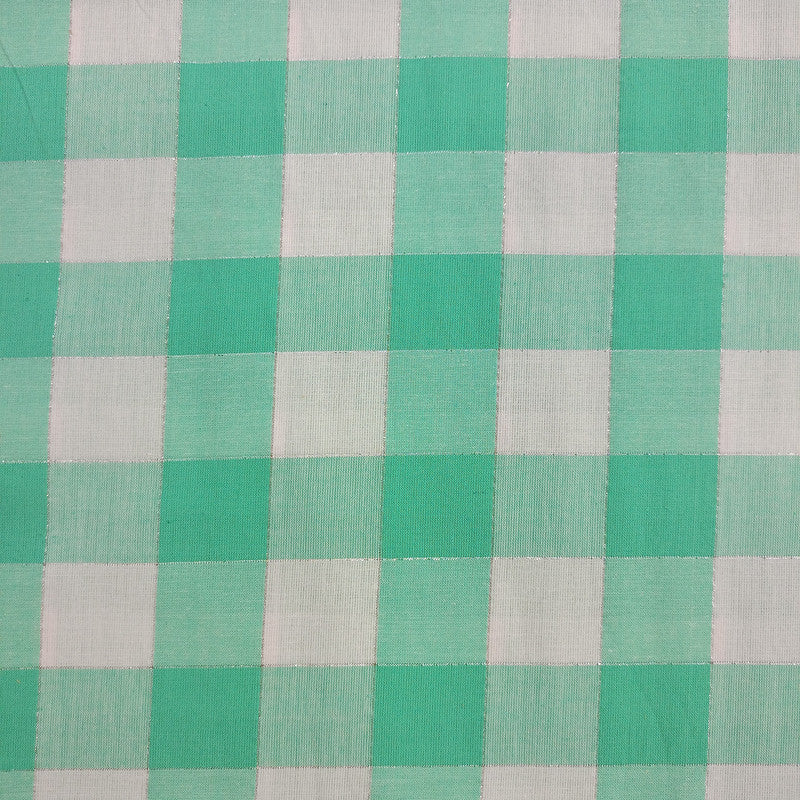 Cotton Lurex Green & White Check Y/D Fabrics CLYD02