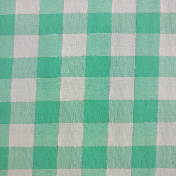 Cotton Lurex Green & White Check Y/D Fabrics CLYD02