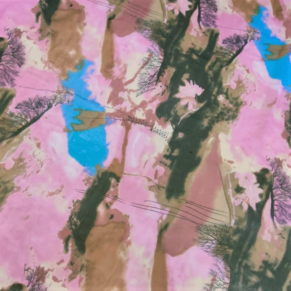 Voilet Base Art Print On Silk Chiffon-SCPS211