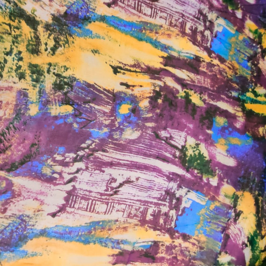 Wall Brush Art Print On Silk Chiffon-SCPS214
