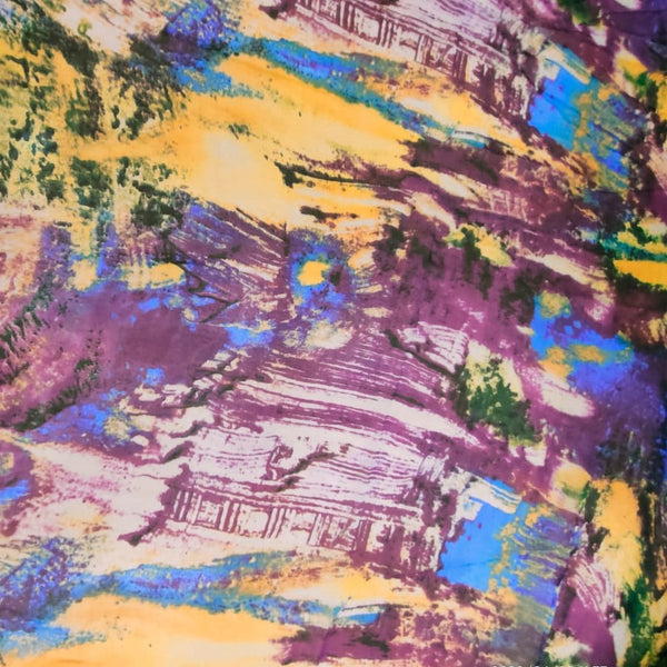 Wall Brush Art Print On Silk Chiffon-SCPS214