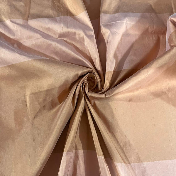 Dupion Silk -Golden & Peach-Stripes