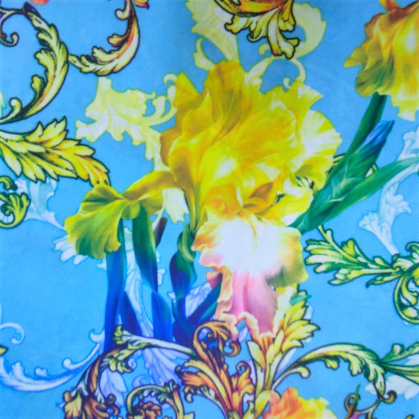 Sky Base Floral Print On Korean Satin-KSPS102