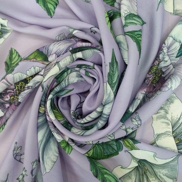 Voilet Base Hibiscus Flower Print On Royal Georgette RGPA42