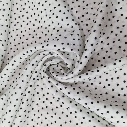 Classic (Black) Polka Dots Print On Twill Satin TSPS20