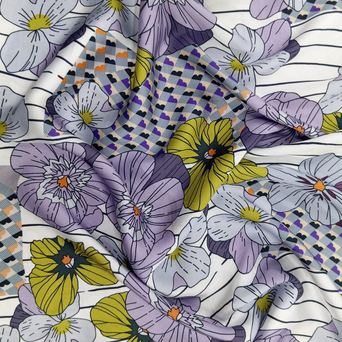 Big Flower Wall Print On Korean Satin KSPL11