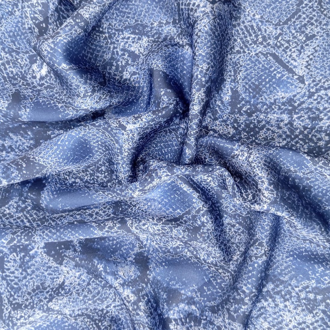 Royal Blue Snake Skin Print On Korean Satin KSPL48
