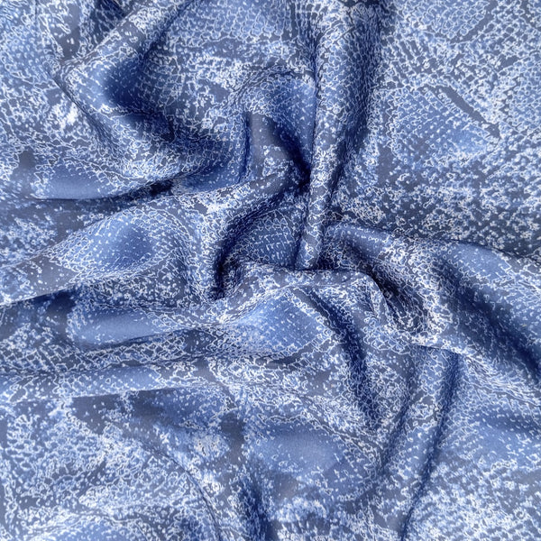 Royal Blue Snake Skin Print On Korean Satin KSPL48