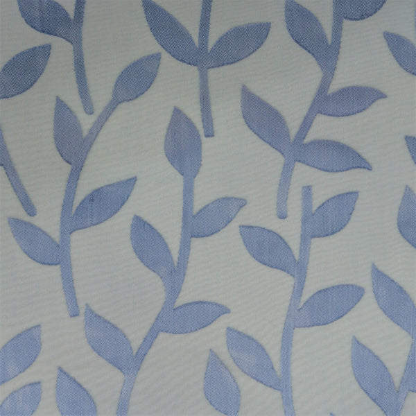Ice Blue Tropical Print On Silk Satin Burnout