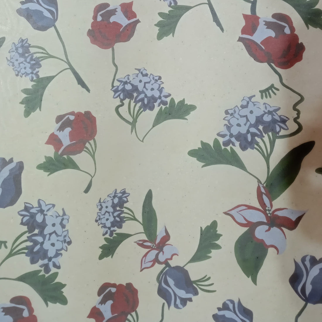 Red Floral Print On Organza ORPA29