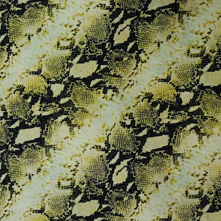 Black & Gold Snake Print On Korean Satin KSPS124