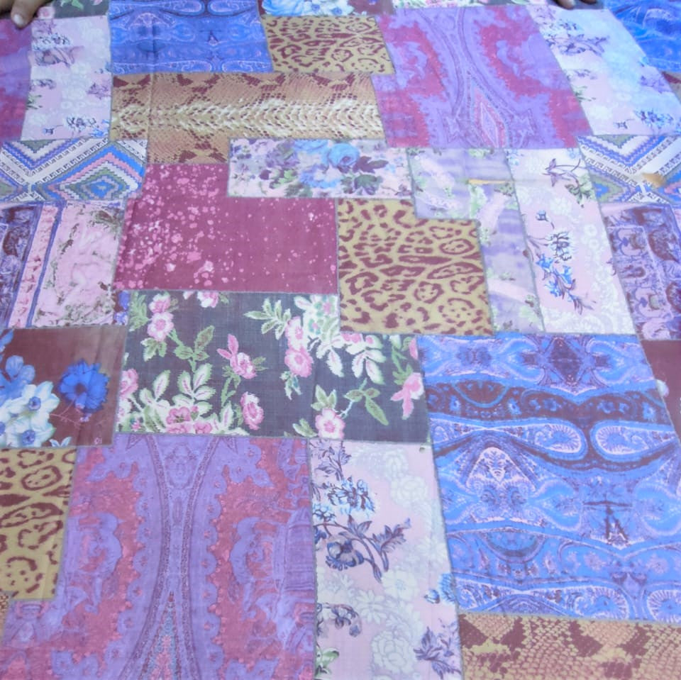 Patch Work Print On Silk Chiffon-SCPS181