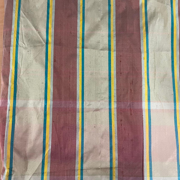 Dupion Silk -Red & Beige-Check